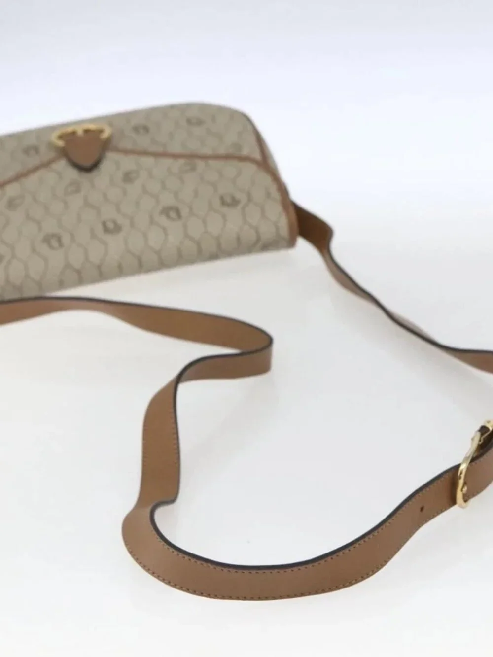 Christian Dior Honeycomb Canvas Shoulder Bag Beige Gold - Picture 8 of 14